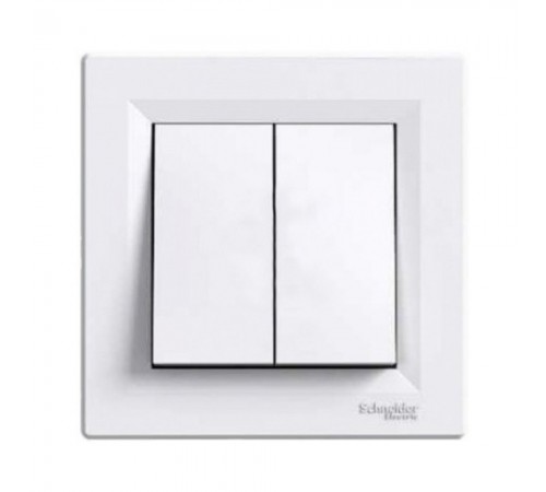 Вимикач Schneider Electric Asfora двоклавішний кнопковий білий самозажимний EPH1100121