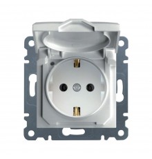Розетка Hager Lumina біла з заземленням з кришкою WL1150