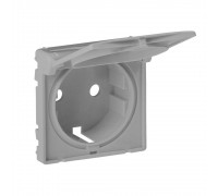 Legrand Valena LIFE Накладка розетки 2К+З з кришкою Алюміній 754842