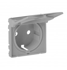 Legrand Valena LIFE Накладка розетки 2К+З з кришкою Алюміній 754842