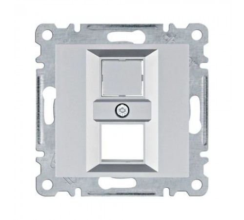 Панель Hager Lumina срібна подвійна для RJ12/RJ45 WL2322