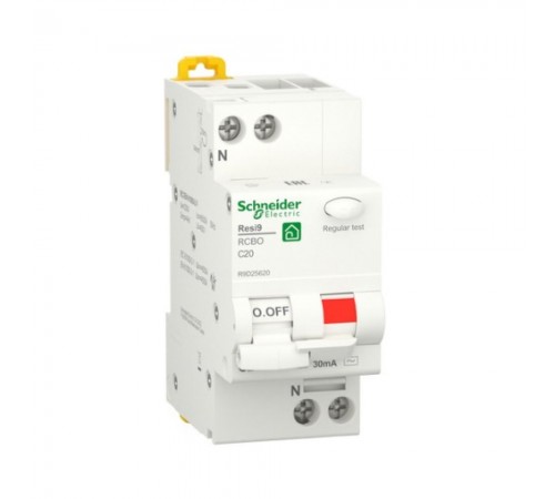 Диференційний автомат Schneider Electric Resi 9 1P+N 20A C 30mA АC 6kA R9D25620 Диференційний автомат Schneider Electric Resi 9 1P+N 20A C 30mA АC 6kA R9D25620