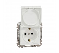 Розетка Schneider Sedna Design 1-а З/К внутр. зі шторками та кришкою IP44 білий SDD211024