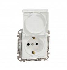 Розетка Schneider Sedna Design 1-а З/К внутр. зі шторками та кришкою IP44 білий SDD211024