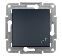 Кнопковий вимикач Schneider Electric Asfora з символом "Дзвінок" антрацит самозажимний EPH0800171