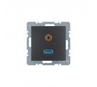 BERKER S.x/B.x механізм Розетка USB/3.5мм аудіо антрацит 3315391606