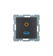 BERKER S.x/B.x механізм Розетка USB/3.5мм аудіо антрацит 3315391606