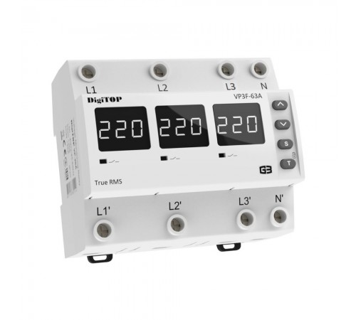Реле напруги DigiTOP 63А (max 80A) VP-3F63A M6W