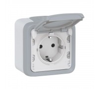 Розетка Legrand Plexo з заземленням 2К+З 16А 250В ~ ІР55 ІК07 зі шторками та кришкою 069733