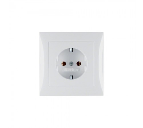 BERKER S.x/B.x механізм Розетка з з/к цільна з рамкою 16А/250В пол.білий 47428989