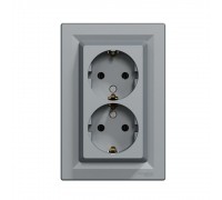 Розетка Schneider Electric Asfora сталь подвійна з заземленням внутрішня EPH9900162