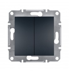 Вимикач Schneider Electric Asfora антрацит двоклавішний самозажимний внутрішній EPH0300171