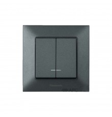 Panasonic Вимикач Panasonic Arkedia Slim двоклавішний з підсвіткою, димчастий WNTC00102DG-UA