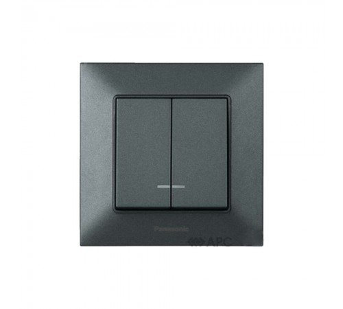 Panasonic Вимикач Panasonic Arkedia Slim двоклавішний з підсвіткою, димчастий WNTC00102DG-UA