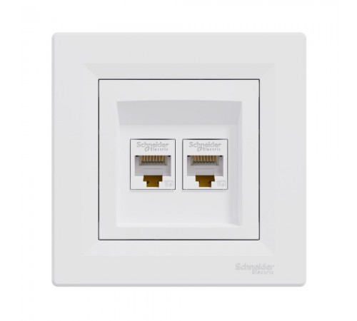 Розетка комп'ютерна Schneider Electric Asfora бiла подвійна RJ45 UTP 5E внутрішня EPH4400121