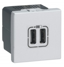 Legrand MOSAIC NEW Розетка USBx2 Type-A 2,4A 5B= 12Вт 2 модуля колір Білий 278594L