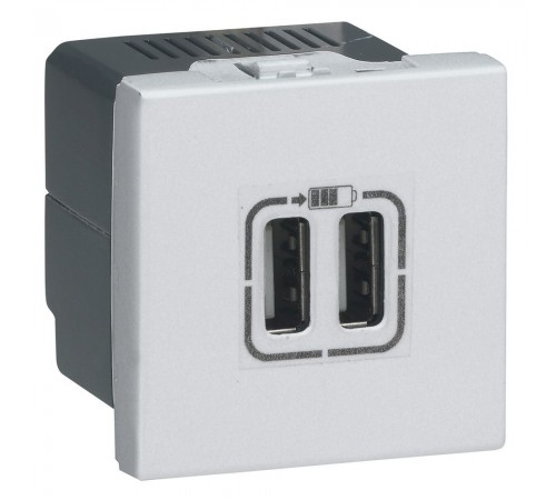 Legrand MOSAIC NEW Розетка USBx2 Type-A 2,4A 5B= 12Вт 2 модуля колір Білий 278594L Legrand MOSAIC NEW Розетка USBx2 Type-A 2,4A 5B= 12Вт 2 модуля колір Білий 278594L