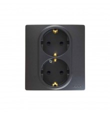 Legrand ETIKA Розетка 2Х2К+З зі шторками Антрацит 672633