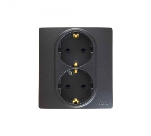 Legrand ETIKA Розетка 2Х2К+З зі шторками Антрацит 672633