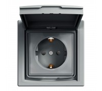 Schneider ASFORA РОЗЕТКА З З/К З ЗАХ ШТР IP44 сталь EPH3100362