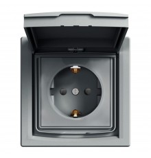 Schneider ASFORA РОЗЕТКА З З/К З ЗАХ ШТР IP44 сталь EPH3100362