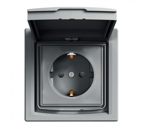 Schneider ASFORA РОЗЕТКА З З/К З ЗАХ ШТР IP44 сталь EPH3100362