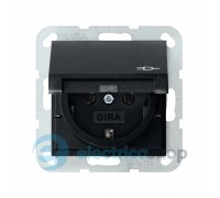 GIRA Розетка с зазем конт с крышкой System 55 черный матовый 0454005 GIRA