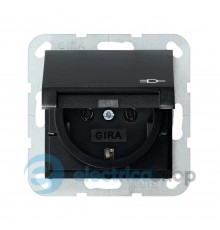 GIRA Розетка с зазем конт с крышкой System 55 черный матовый 0454005 GIRA