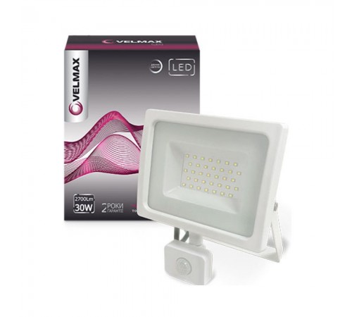 LED світильник прожектор з датчиком руху 30W 6200K 2700Lm 00-25-33 LED світильник прожектор з датчиком руху 30W 6200K 2700Lm 00-25-33