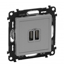 Legrand Valena LIFE Розетка USB для зарядки подвійна Алюміній 753612