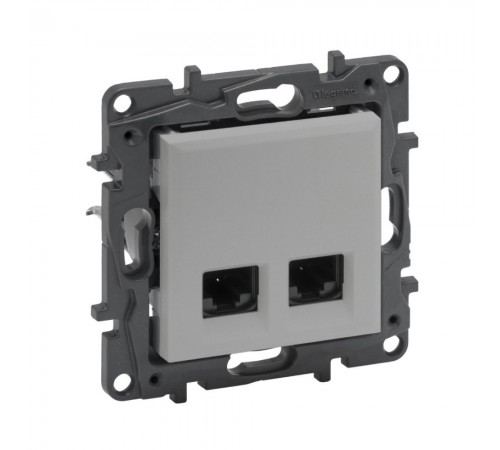 Розетка Legrand Niloe Step алюміній 2х RJ45 5UTP 863368 Розетка Legrand Niloe Step алюміній 2х RJ45 5UTP 863368