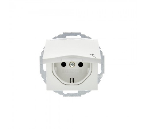 BERKER S.x/B.x механізм Розетка з з/ккришкаполе д/надпису зах.конт. 16А/250В пол.білий мат. 47461909