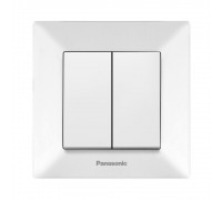 Вимикач Panasonic Arkedia Slim двоклавішний білий WNTC00092WH-UA