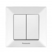 Вимикач Panasonic Arkedia Slim двоклавішний білий WNTC00092WH-UA