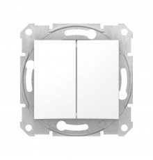 Вимикач Schneider Electric Sedna білий двоклавішний внутрішній прохідний SDN0600121