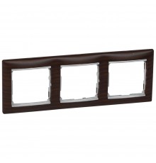 Legrand Valena Classic Рамка 3 пости Темне дерево срібний штрих 770373