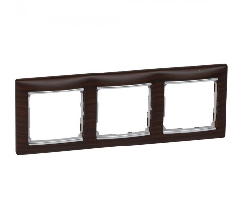 Legrand Valena Classic Рамка 3 пости Темне дерево срібний штрих 770373