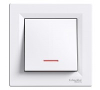 Перемикач Schneider Electric Asfora білий одноклавішний з підсвіткою самозажимний EPH1500121