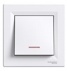 Перемикач Schneider Electric Asfora білий одноклавішний з підсвіткою самозажимний EPH1500121