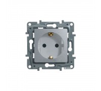 Legrand ETIKA Розетка 2К+З зі шторками Алюміній 672422