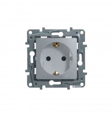 Legrand ETIKA Розетка 2К+З зі шторками Алюміній 672422