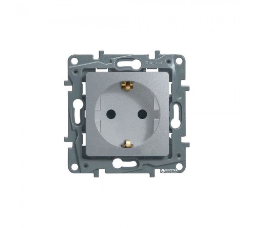 Legrand ETIKA Розетка 2К+З зі шторками Алюміній 672422