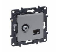 Розетка TV+RJ45 Legrand Niloe Step алюміній телевізійна+комп'ютерна 863377