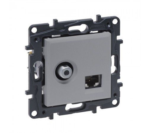 Розетка TV+RJ45 Legrand Niloe Step алюміній телевізійна+комп'ютерна 863377