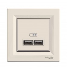 Розетка USB Schneider Electric Asfora кремова подвійна внутрішня EPH2700223