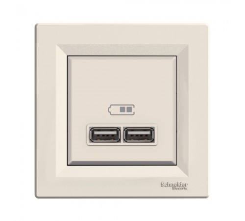 Розетка USB Schneider Electric Asfora кремова подвійна внутрішня EPH2700223