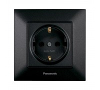 Розетка Panasonic Arkedia Slim чорна із заземленням швидкий монтаж WNTC03022BL-UA