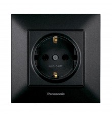 Розетка Panasonic Arkedia Slim чорна із заземленням швидкий монтаж WNTC03022BL-UA