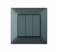 Вимикач Panasonic Arkedia Slim трьохклавішний димчастий WNTC00152DG-UA