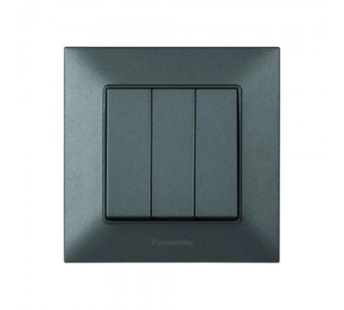 Вимикач Panasonic Arkedia Slim трьохклавішний димчастий WNTC00152DG-UA Вимикач Panasonic Arkedia Slim трьохклавішний димчастий WNTC00152DG-UA